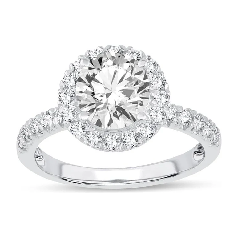 Round Halo Engagement Ring in 14K white gold