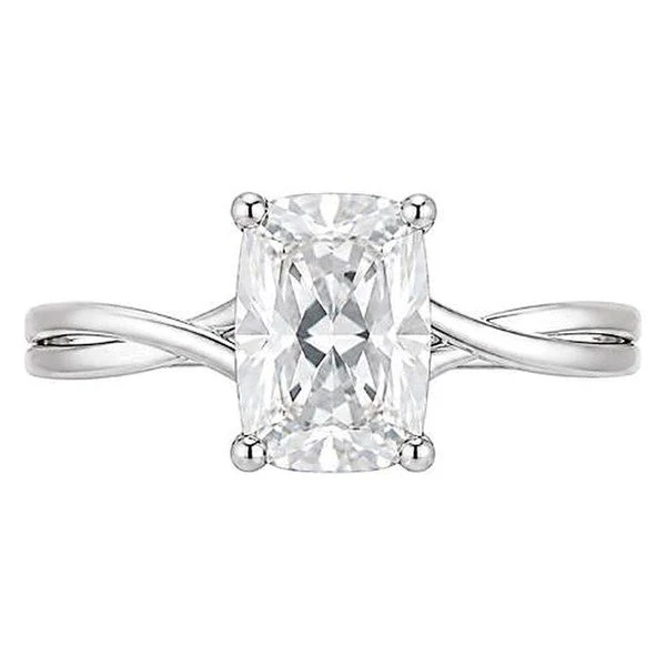 Twist-Shank Solitaire · Elongated in 14K white gold