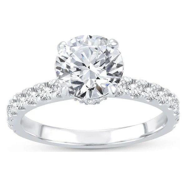 Hidden Halo Engagement Ring · Round in white gold