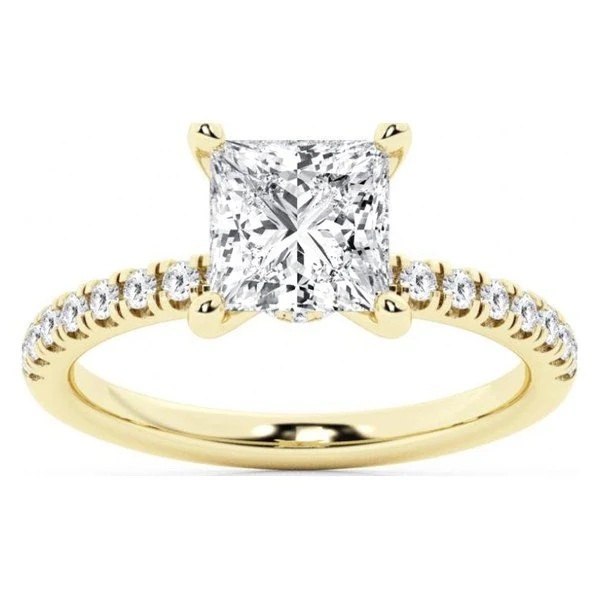 Hidden Halo Engagement Ring · Princess in yellow gold