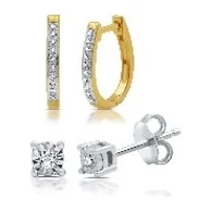 Pavé Hoop & Stud Earring Set · Two-Tone in sterling silver, two-tone