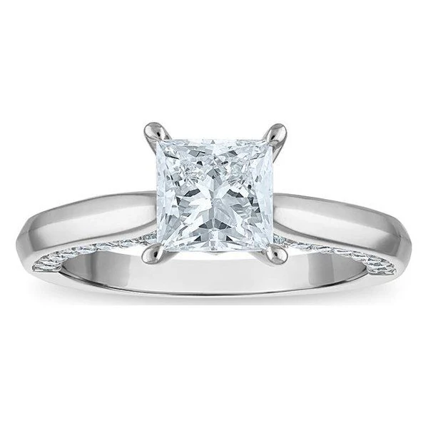 Princess Solitaire Plus Engagement Ring in white gold