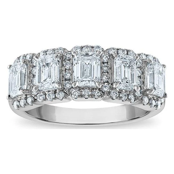 Emerald Halo Fashion Band in white gold