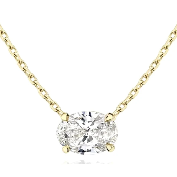 Sterling Silver Oval Solitaire Pendant in yellow gold plated silver