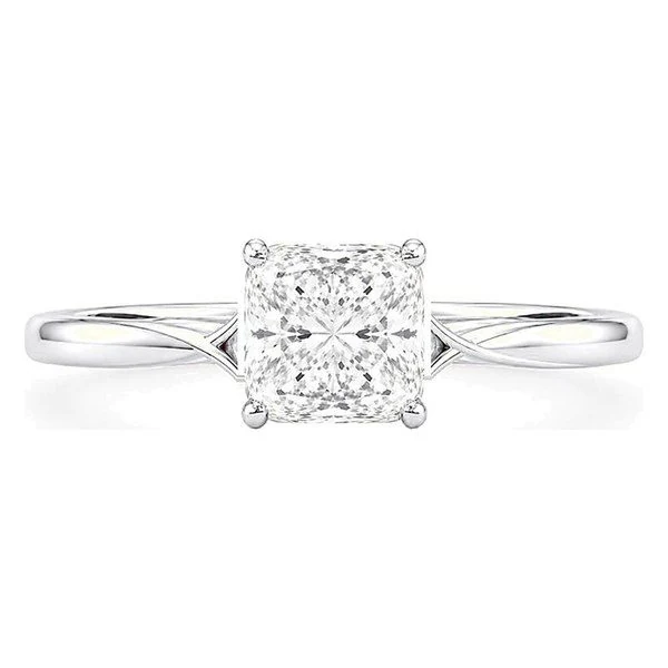 Twist-Shank Solitaire · Cushion in 14K white gold
