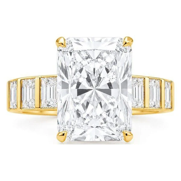 Radiant Side-Stone Engagement Ring in yellow gold