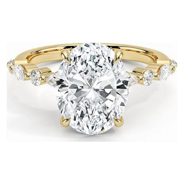 Marquise & Round Side-Stone · Oval · No. 1353 in yellow gold