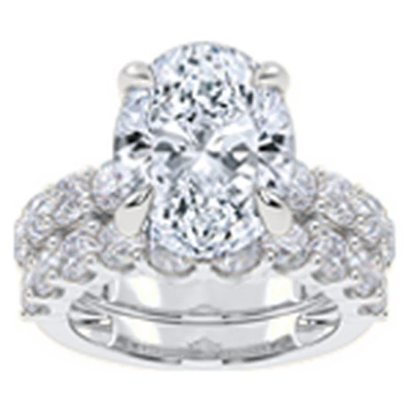Oval Straight-Shank Bridal Set in white gold