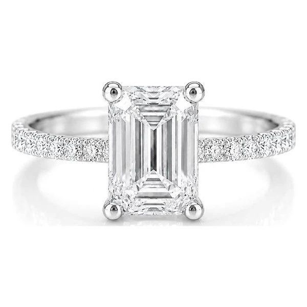 Pavé Solitaire Plus · Emerald in 14K white gold