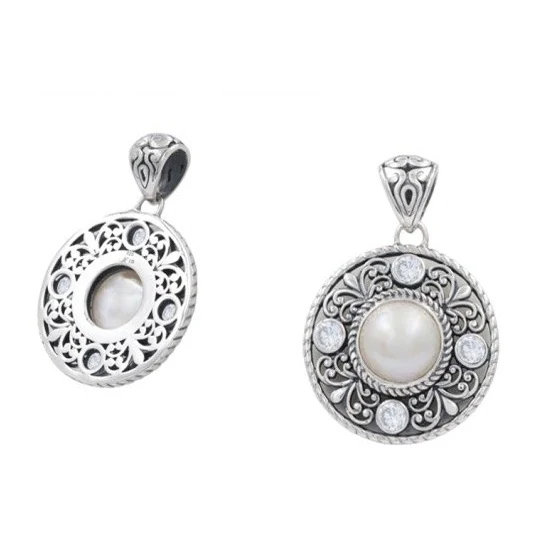 Mabe Pearl Medallion Pendant in sterling silver with 18K gold accents