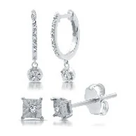 Drop & Stud Earring Set in sterling silver