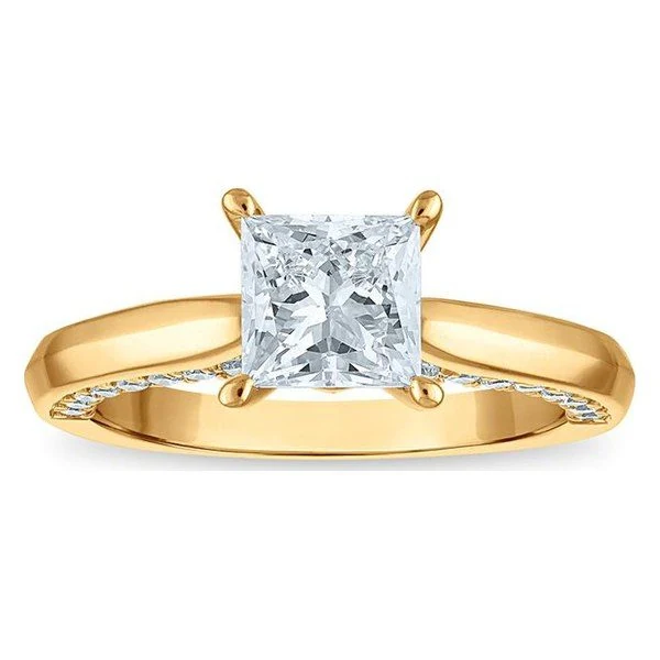 Princess Solitaire Plus Engagement Ring in yellow gold