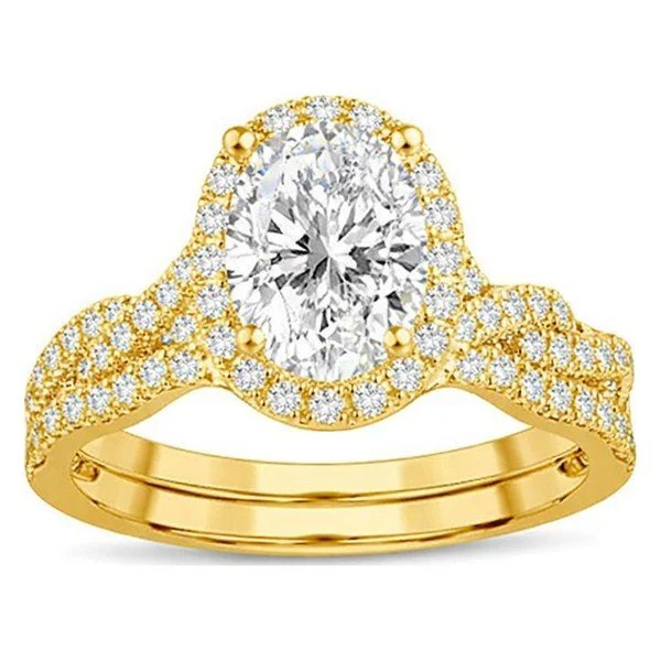 Infinity-Shank Bridal Set · Oval in yellow gold