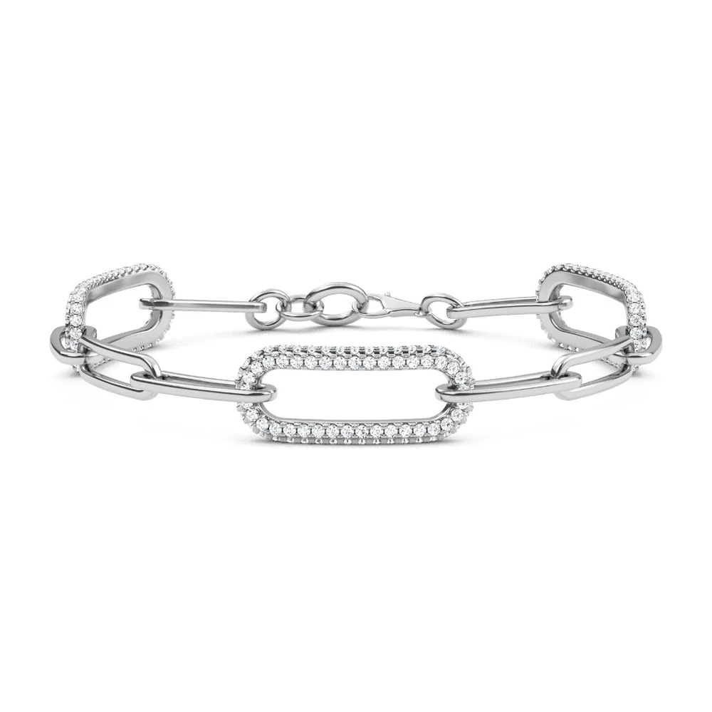 Paperclip Link Bracelet in 14K white gold