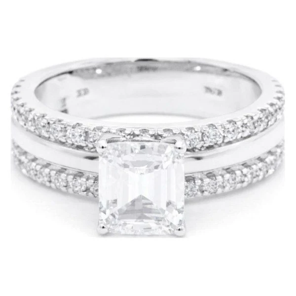 Triple Band Engagement Ring in white gold