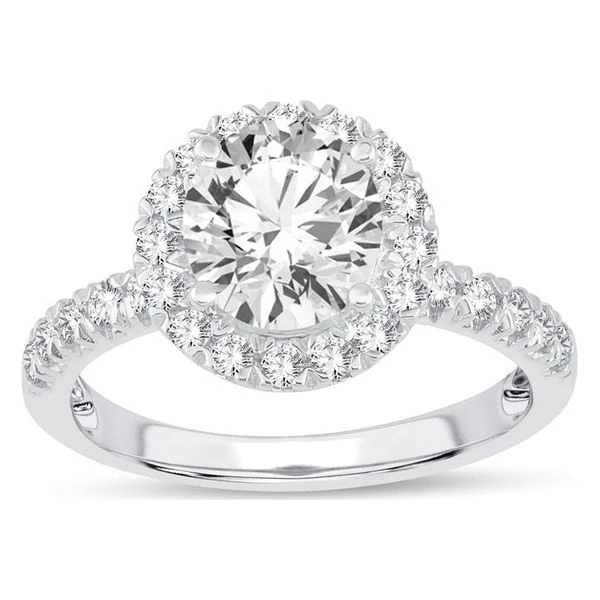 Round Halo Engagement Ring in white gold