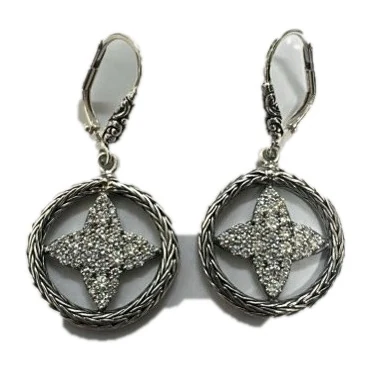Floating Star Leverback Earrings in sterling silver