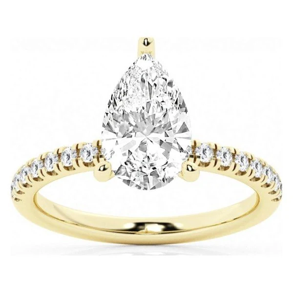 Hidden Halo Engagement Ring · Pear in yellow gold