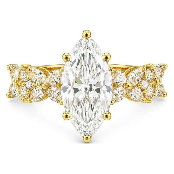 Marquise & Round Side-Stone · No. 1354 · 3 3/4 CTW in 14K yellow gold