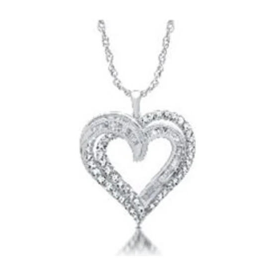 Pavé Heart Pendant in sterling silver