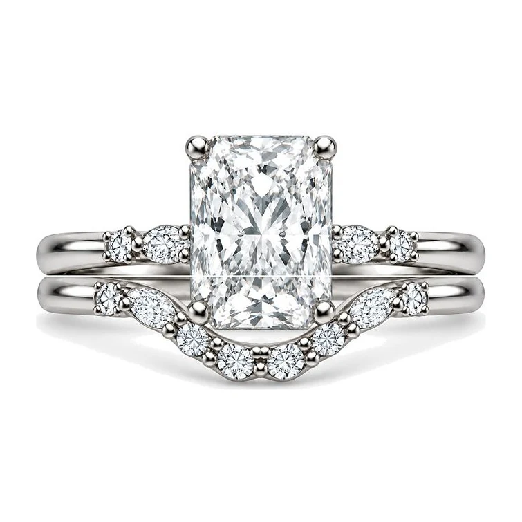 Radiant Bridal Set in 14K white gold