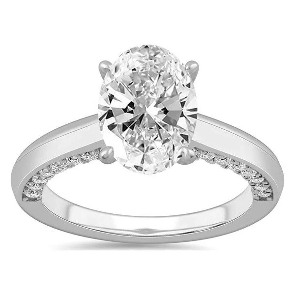 Oval Solitaire Plus Engagement Ring · No. 1051 in white gold