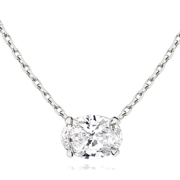Sterling Silver Oval Solitaire Pendant in sterling silver