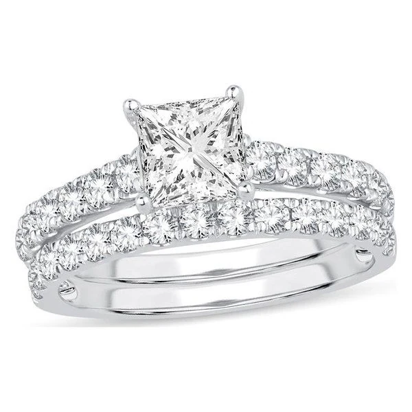 Pavé Bridal Set · Princess in white gold