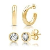 Hoop & Stud Earring Set · Gold Plated in sterling silver, yellow gold plated