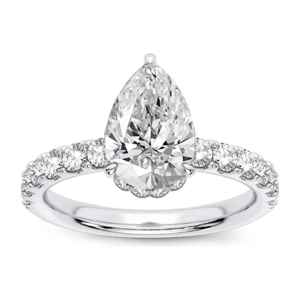 Pear Pavé Engagement Ring in 14K white gold