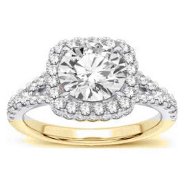 Split-Shank Engagement Ring · Round in yellow gold