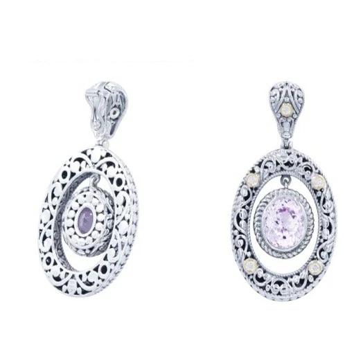 Pink Kunzite Pendant in sterling silver with 18K gold accents