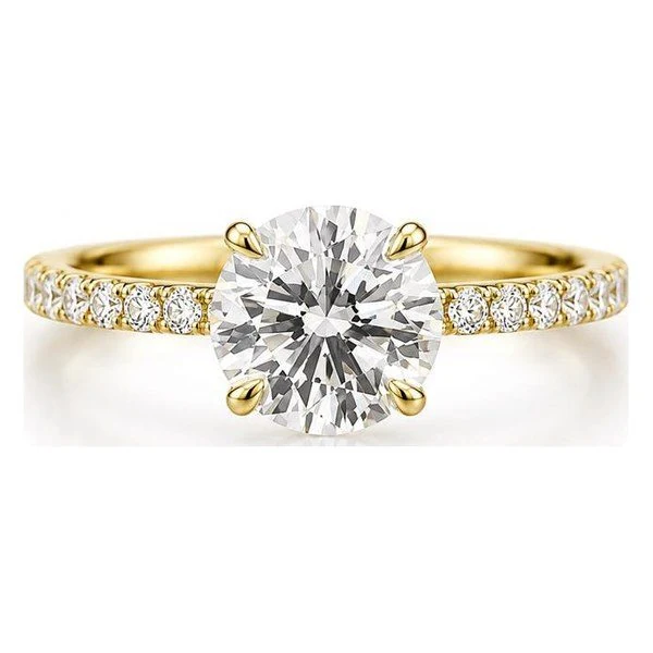 Pavé Solitaire Plus · Round in 14K yellow gold