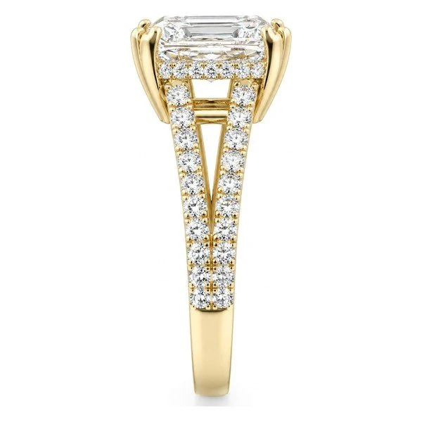 Split-Shank Pavé with Hidden Halo in yellow gold