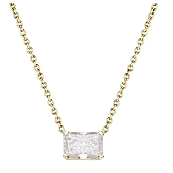 Sterling Silver Radiant Solitaire Pendant in yellow gold plated silver