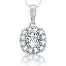 Cushion Halo Pendant in sterling silver