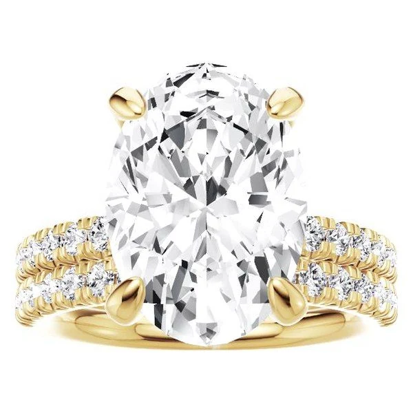 Oval Hidden Halo Engagement Ring in 14K yellow gold