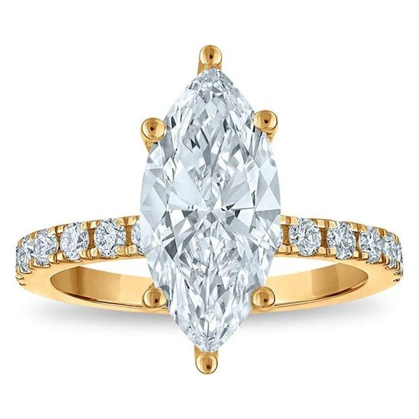 Hidden Halo Engagement Ring · Marquise in yellow gold