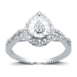 Pear Halo Ring in sterling silver