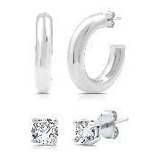 Hoop & Stud Earring Set · No. 2028 in sterling silver