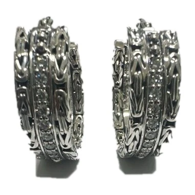 Byzantine Triple-Row Hoop Earrings in sterling silver