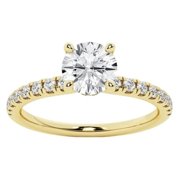 Hidden Halo Engagement Ring · Round in yellow gold
