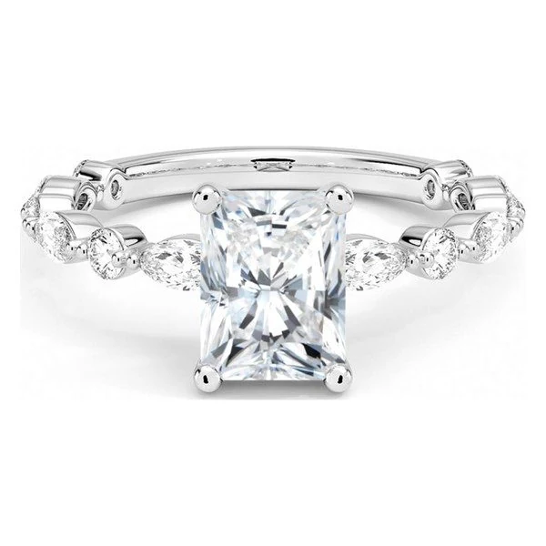 Marquise & Round Side-Stone · Radiant · No. 1353 in white gold
