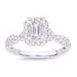 Twisted-Shank Emerald-Cut Halo Ring in 14K white gold