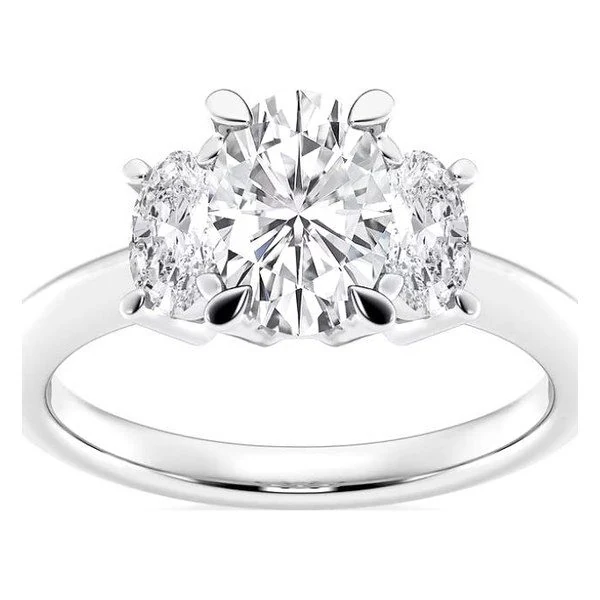 Oval Three-Stone Engagement Ring in white gold