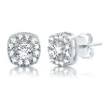 Cushion Halo Stud Earrings in sterling silver