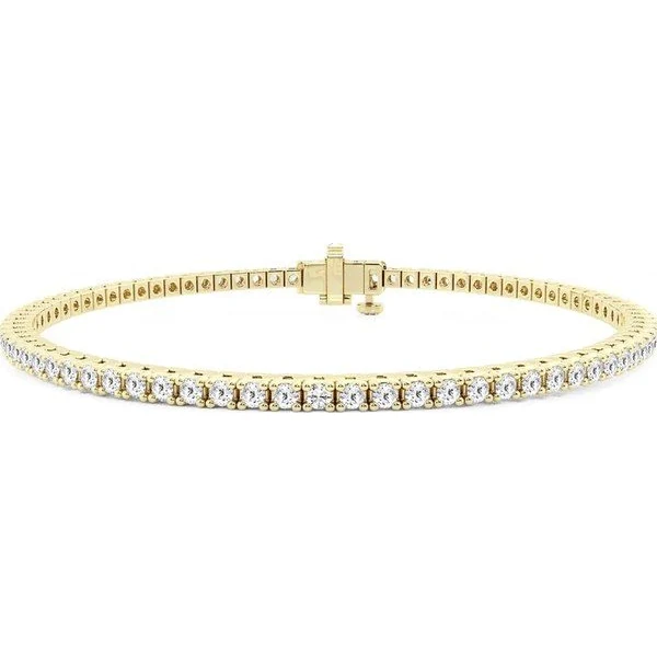 4-Prong Silver Tennis Bracelet in yellow gold plated silver