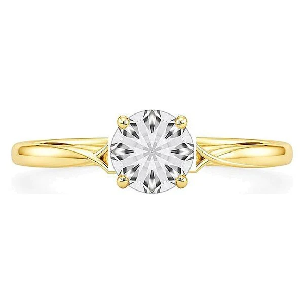 Twist-Shank Solitaire · Round in 14K yellow gold