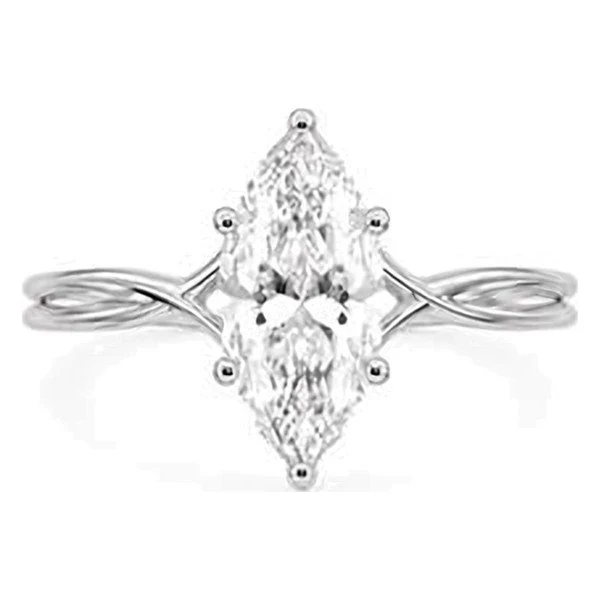 Twist-Shank Solitaire · Marquise in 14K white gold