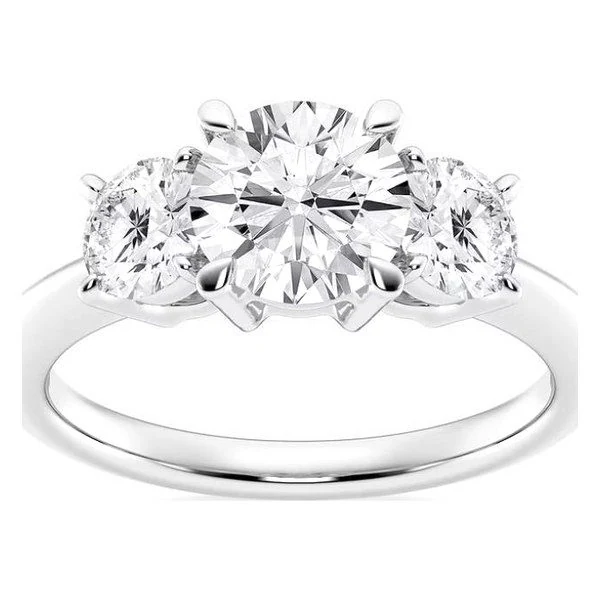 Round Three-Stone Engagement Ring in white gold